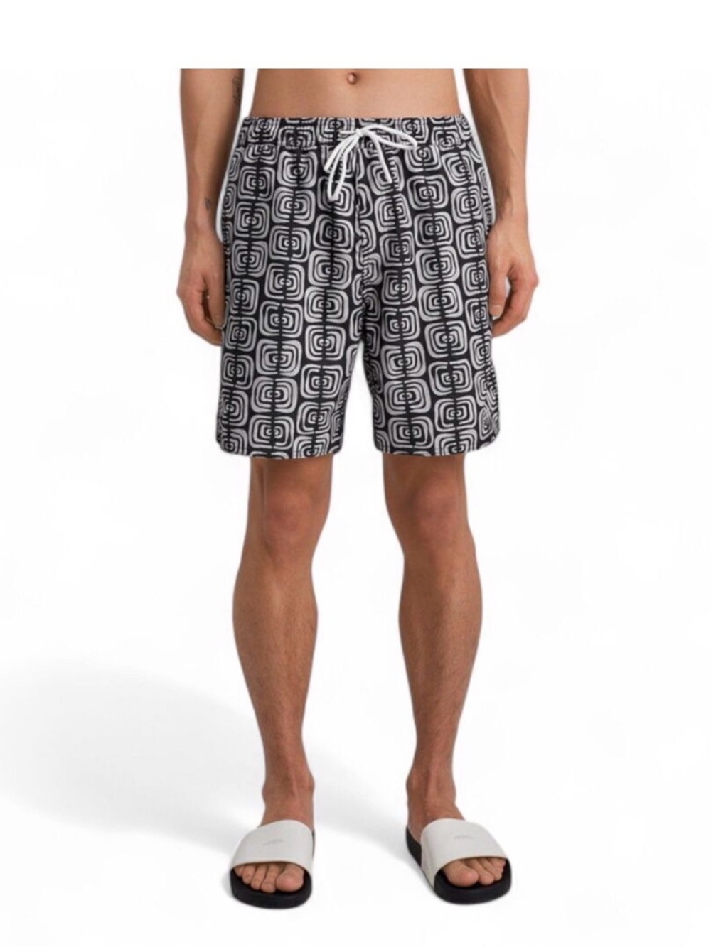 Saturday’s NYC - Men's Black & White Geometric Swim Shorts